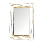 Metal Wall Mirror with Thin Metal Rectangle Frame Gold - Olivia & May: Contemporary Style, 46.88" H x 31.25" W, No Assembly Required
