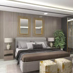 Specchio da parete in metallo con cornice sottile rettangolare in metallo dorato, stile contemporaneo, 46,88" H x 31,25" W, nessun montaggio richiesto