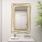 Specchio da parete in metallo con cornice sottile rettangolare in metallo dorato, stile contemporaneo, 46,88" H x 31,25" W, nessun montaggio richiesto