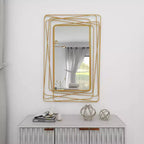Specchio da parete in metallo con cornice sottile rettangolare in metallo dorato, stile contemporaneo, 46,88" H x 31,25" W, nessun montaggio richiesto