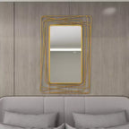 Specchio da parete in metallo con cornice sottile rettangolare in metallo dorato, stile contemporaneo, 46,88" H x 31,25" W, nessun montaggio richiesto