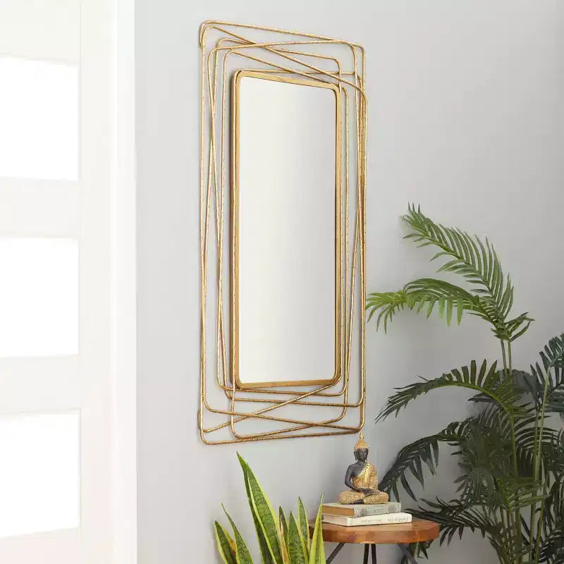 Specchio da parete in metallo con cornice sottile rettangolare in metallo dorato, stile contemporaneo, 46,88" H x 31,25" W, nessun montaggio richiesto