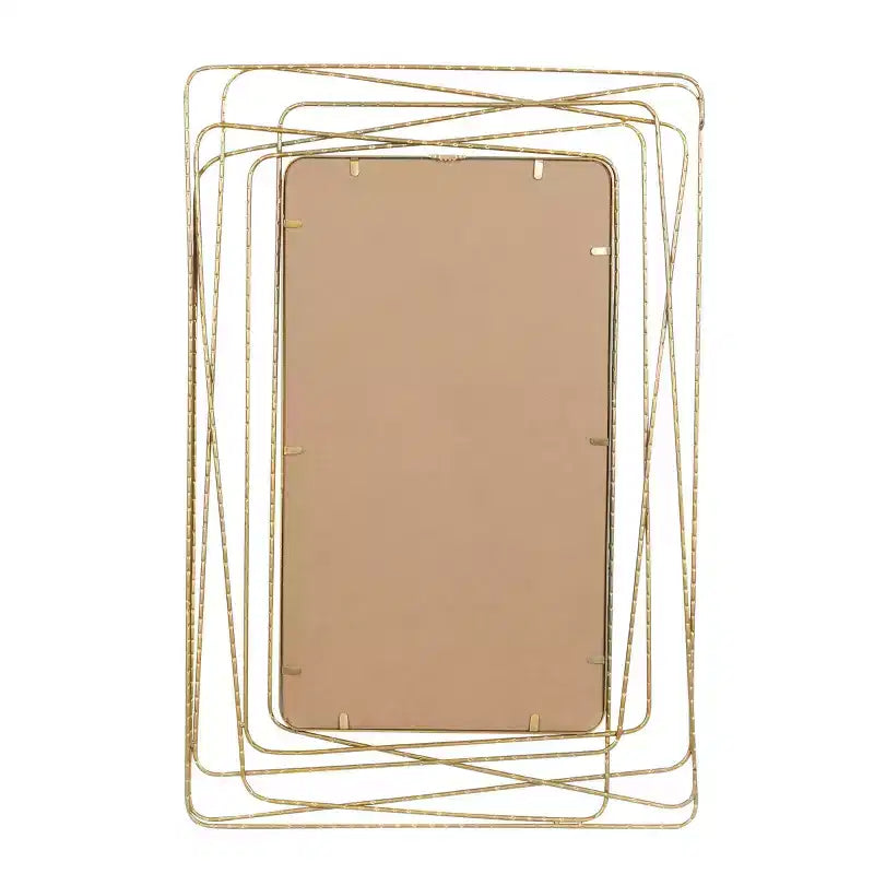 Specchio da parete in metallo con cornice sottile rettangolare in metallo dorato, stile contemporaneo, 46,88" H x 31,25" W, nessun montaggio richiesto