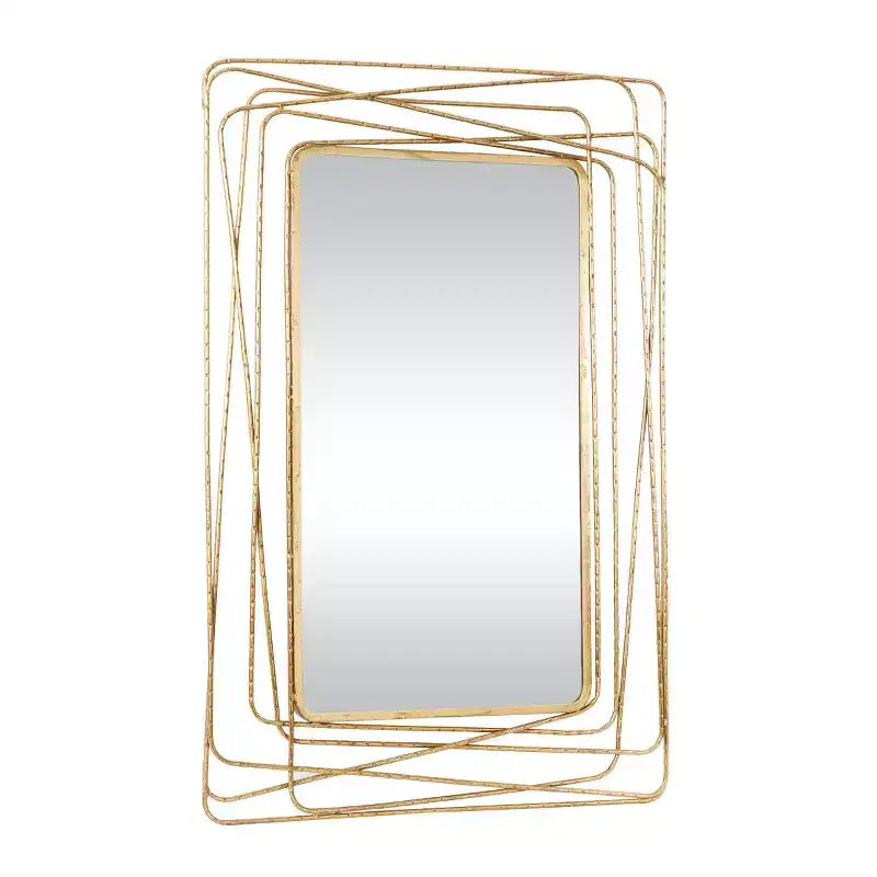 Specchio da parete in metallo con cornice sottile rettangolare in metallo dorato, stile contemporaneo, 46,88" H x 31,25" W, nessun montaggio richiesto