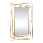 Specchio da parete in metallo con cornice sottile rettangolare in metallo dorato, stile contemporaneo, 46,88" H x 31,25" W, nessun montaggio richiesto