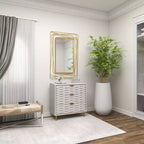 Specchio da parete in metallo con cornice sottile rettangolare in metallo dorato, stile contemporaneo, 46,88" H x 31,25" W, nessun montaggio richiesto