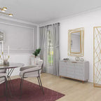 Specchio da parete in metallo con cornice sottile rettangolare in metallo dorato, stile contemporaneo, 46,88" H x 31,25" W, nessun montaggio richiesto
