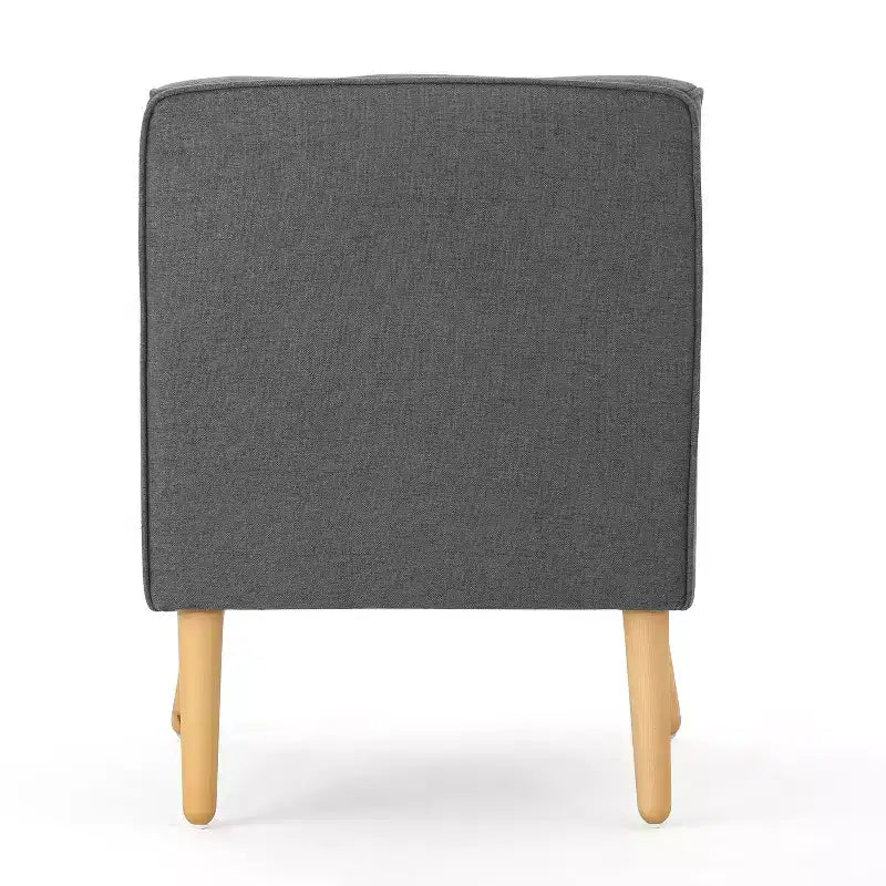 Poltrona moderna, poltrona ad alto schienale con gambe in legno, poltrone accentate imbottite trapuntate a bottoni per il tempo libero, color antracite