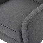 Poltrona moderna, poltrona ad alto schienale con gambe in legno, poltrone accentate imbottite trapuntate a bottoni per il tempo libero, color antracite