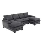 Divano componibile a U in ciniglia 110 con 2 chaise longue e cuscini