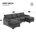 Divano componibile a U in ciniglia 110 con 2 chaise longue e cuscini
