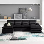 Divano componibile a U in ciniglia 110 con 2 chaise longue e cuscini
