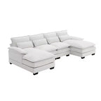 Divano componibile a U in ciniglia 110 con 2 chaise longue e cuscini