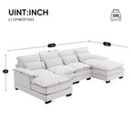 Divano componibile a U in ciniglia 110 con 2 chaise longue e cuscini