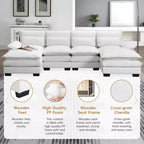 Divano componibile a U in ciniglia 110 con 2 chaise longue e cuscini