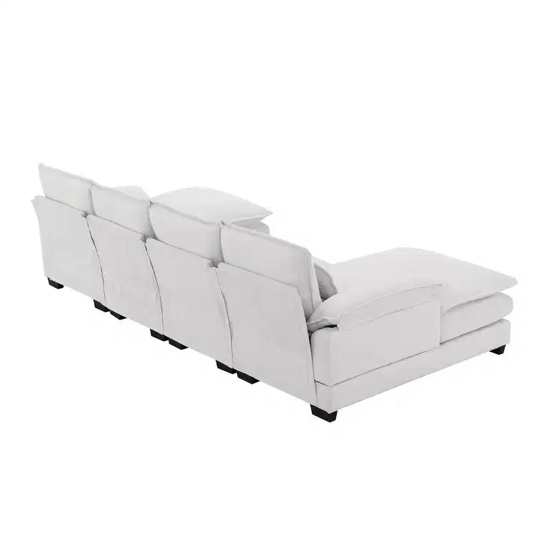 Divano componibile a U in ciniglia 110 con 2 chaise longue e cuscini