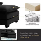 Divano componibile a U in ciniglia 110 con 2 chaise longue e cuscini