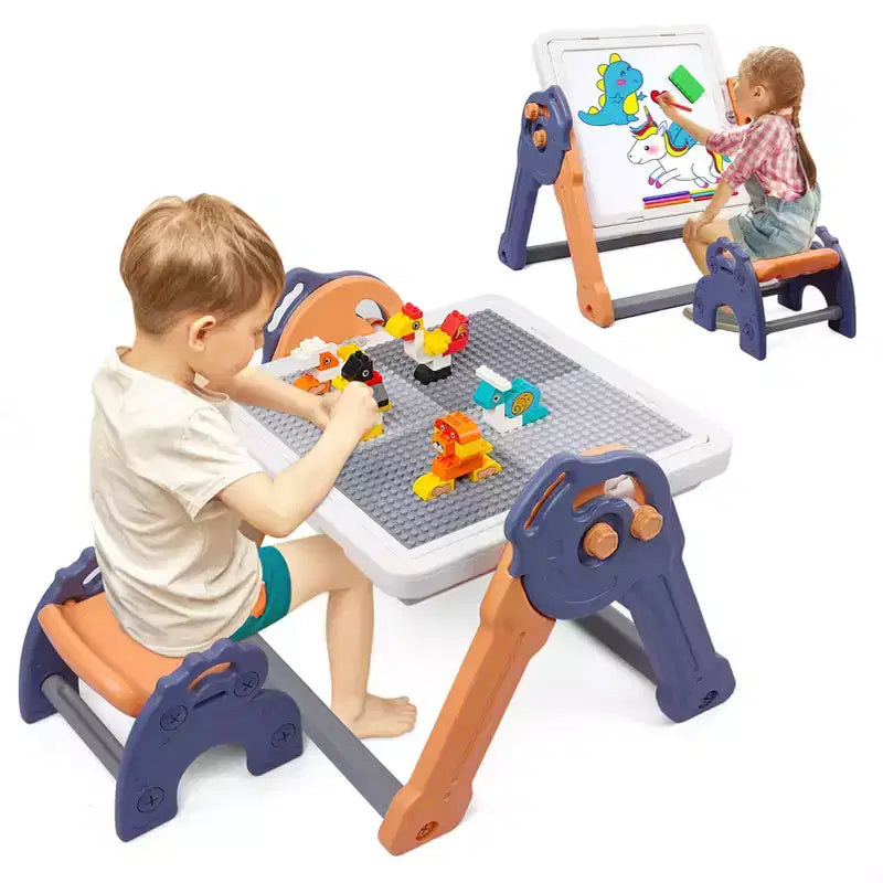 Cavalletto pieghevole per bambini, tavolo per costruzioni, tavolo sensoriale/tavolo da cucina, lavagna magnetica, cavalletto da artista per bambini