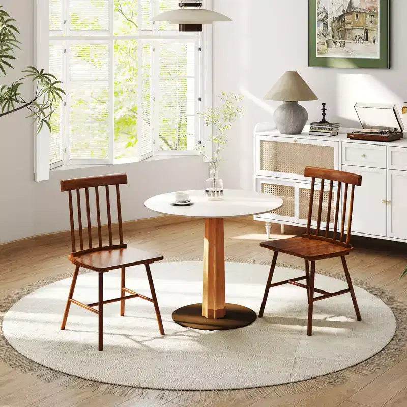 Set di sedie da pranzo HOMCOM Windsor, sedie da cucina in legno stile rustico con struttura in legno di gomma, schienale a fuso per sala da pranzo, soggiorno