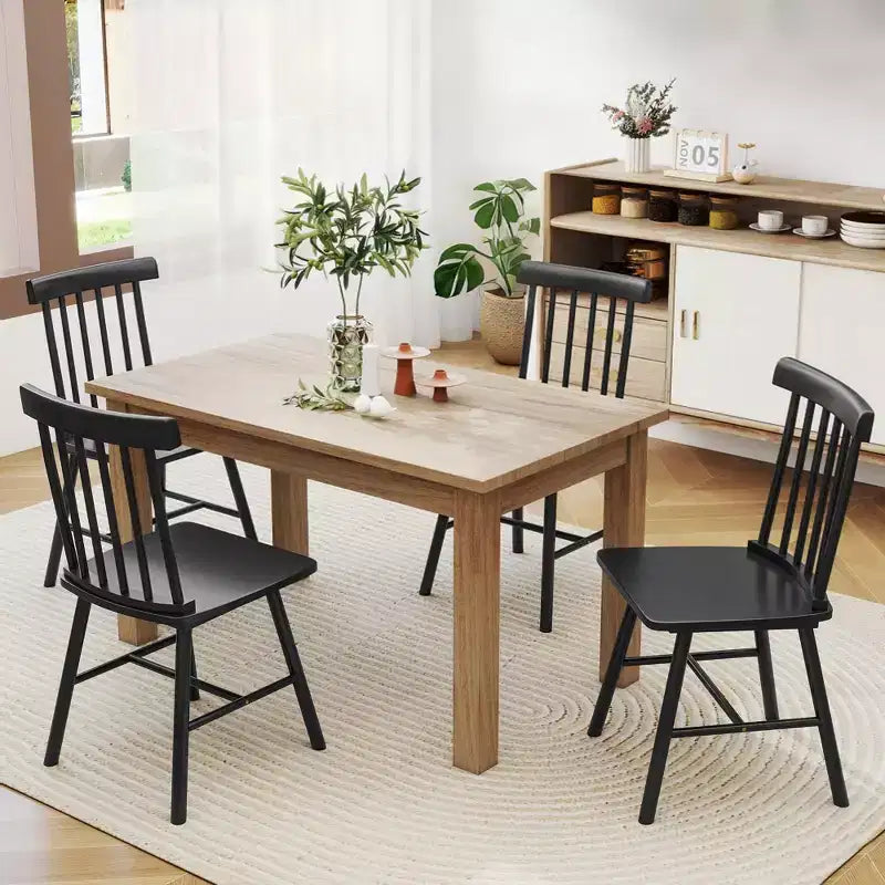 Set di sedie da pranzo HOMCOM Windsor, sedie da cucina in legno stile rustico con struttura in legno di gomma, schienale a fuso per sala da pranzo, soggiorno