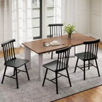 Set di sedie da pranzo HOMCOM Windsor, sedie da cucina in legno stile rustico con struttura in legno di gomma, schienale a fuso per sala da pranzo, soggiorno