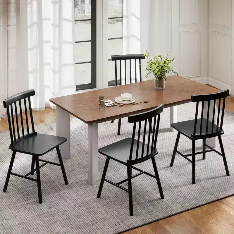 Set di sedie da pranzo HOMCOM Windsor, sedie da cucina in legno stile rustico con struttura in legno di gomma, schienale a fuso per sala da pranzo, soggiorno