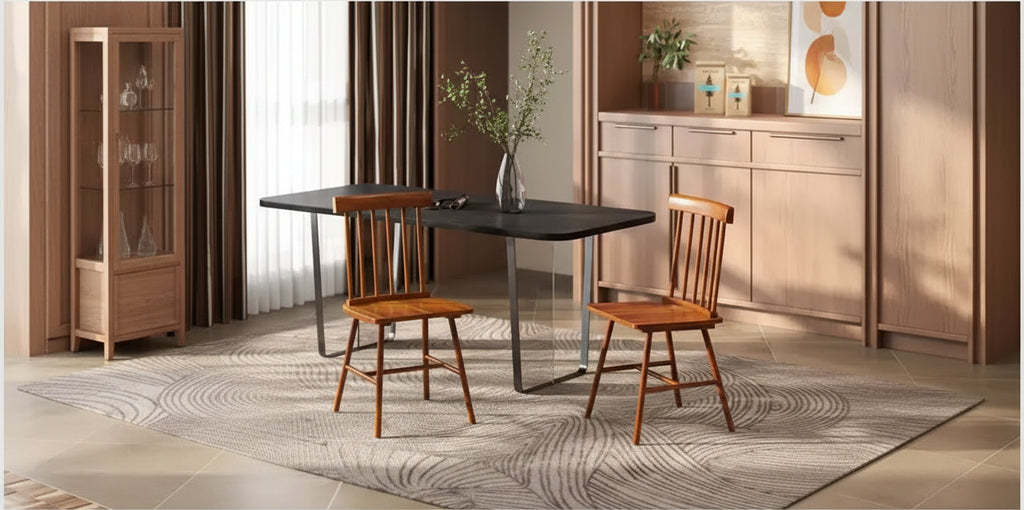 Set di sedie da pranzo HOMCOM Windsor, sedie da cucina in legno stile rustico con struttura in legno di gomma, schienale a fuso per sala da pranzo, soggiorno