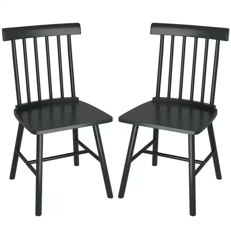 HOMCOM Windsor Dining Chairs Set, Farmhouse Wooden Kitchen Chairs with Rubber Wood Frame, Spindle Back for Dining Room, Living Room