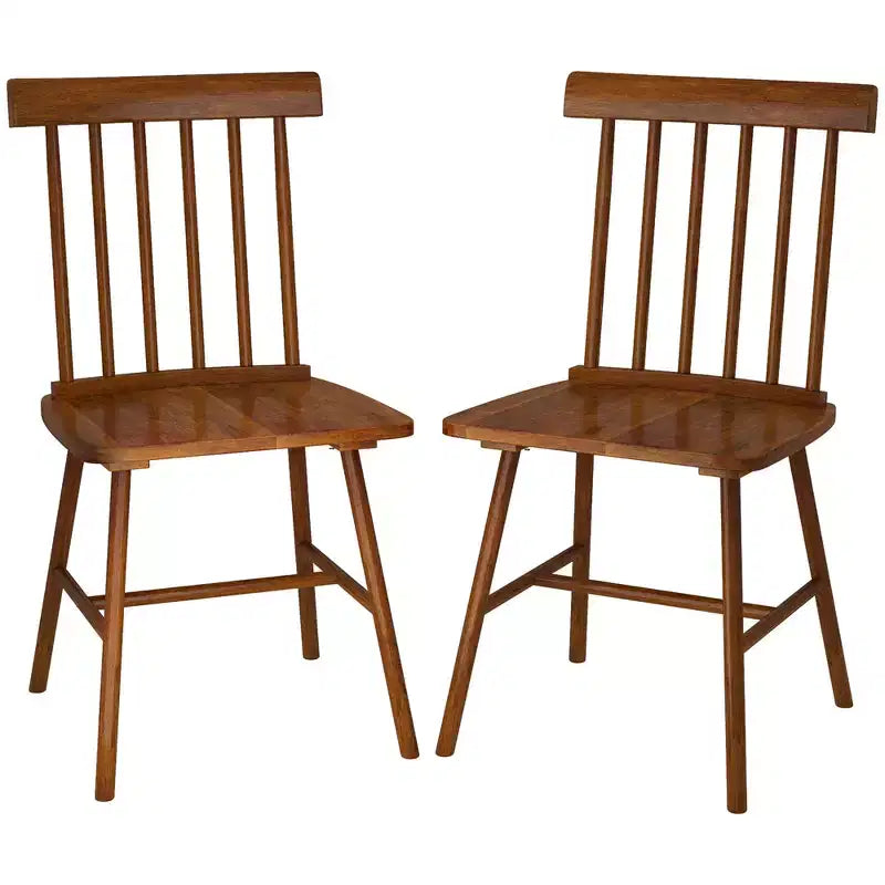 Set di sedie da pranzo HOMCOM Windsor, sedie da cucina in legno stile rustico con struttura in legno di gomma, schienale a fuso per sala da pranzo, soggiorno