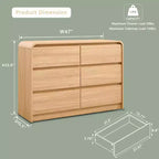 Comò verticale moderno a 6 cassetti - Mobile contenitore in legno da 120 cm, Cassettiera per camera da letto e soggiorno