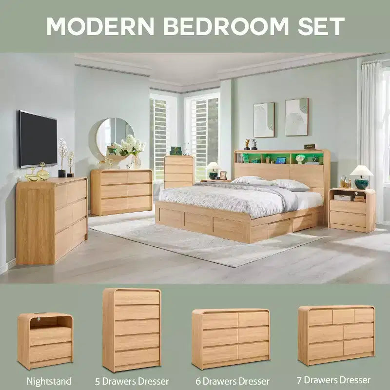Comò verticale moderno a 6 cassetti - Mobile contenitore in legno da 120 cm, Cassettiera per camera da letto e soggiorno