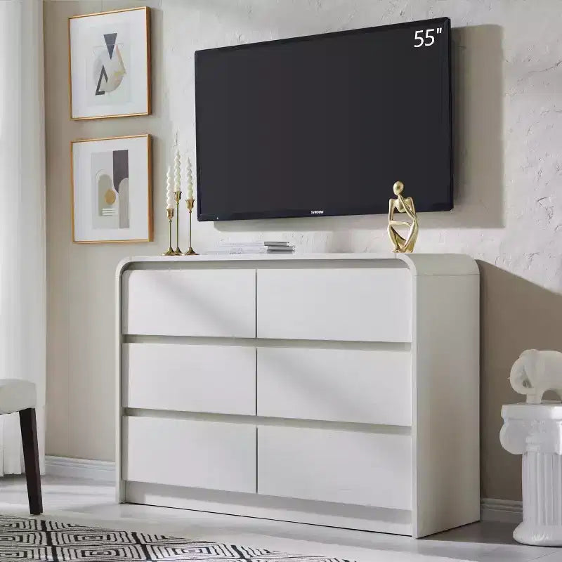 Comò verticale moderno a 6 cassetti - Mobile contenitore in legno da 120 cm, Cassettiera per camera da letto e soggiorno