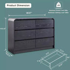Comò verticale moderno a 6 cassetti - Mobile contenitore in legno da 120 cm, Cassettiera per camera da letto e soggiorno