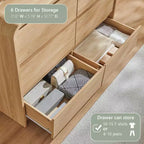 Comò verticale moderno a 6 cassetti - Mobile contenitore in legno da 120 cm, Cassettiera per camera da letto e soggiorno