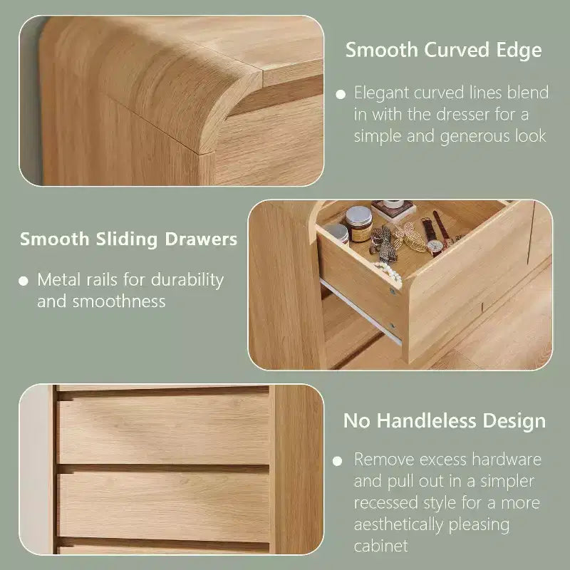 Comò verticale moderno a 6 cassetti - Mobile contenitore in legno da 120 cm, Cassettiera per camera da letto e soggiorno