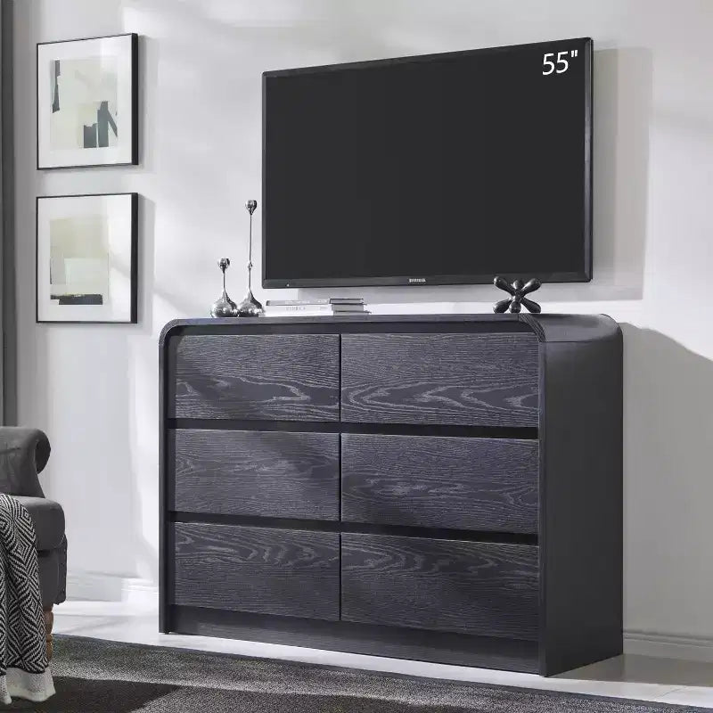 Mastgoal Modern 6 Drawer Vertical Dresser - 47'' Wood Storage Cabinet with Assembly, Chest of Drawers for Bedroom & Living Room