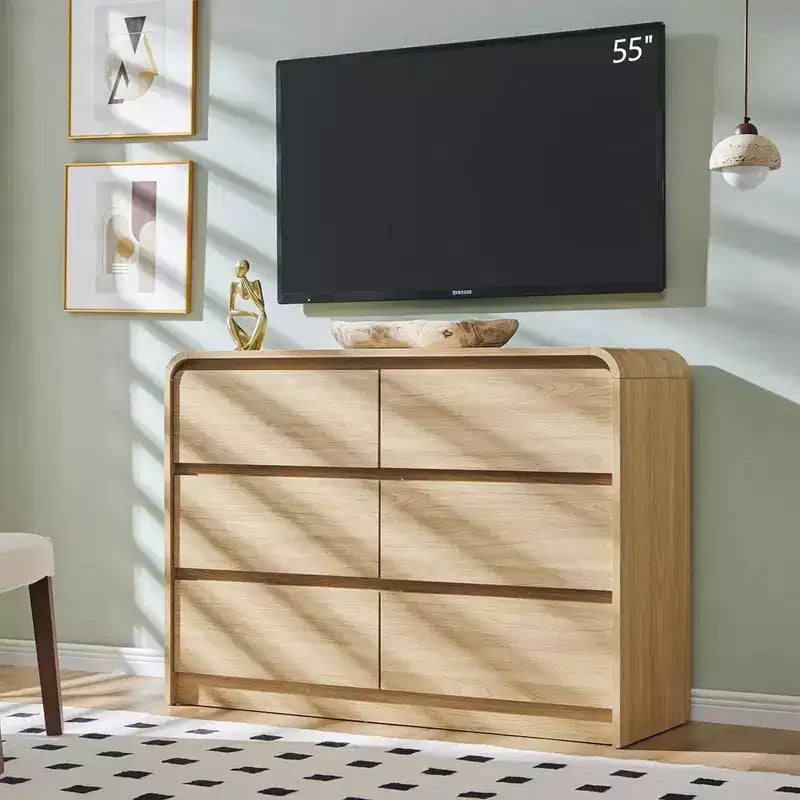 Comò verticale moderno a 6 cassetti - Mobile contenitore in legno da 120 cm, Cassettiera per camera da letto e soggiorno