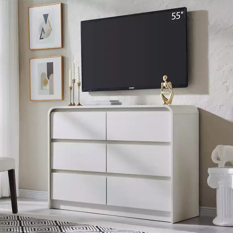 Comò verticale moderno a 6 cassetti - Mobile contenitore in legno da 120 cm, Cassettiera per camera da letto e soggiorno
