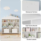 Organizzatore portaoggetti per giocattoli con 9 scomparti, libreria per bambini da 103,4 cm di larghezza, libreria bianca, armadietto per casette per bambini, scaffale in legno a cubi per giocattoli