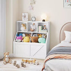 Organizzatore per giocattoli per bambini, Libreria e contenitore per giocattoli per bambini, Organizzatore per giocattoli per camerette per bambini, Bianco