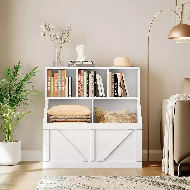 Organizzatore per giocattoli per bambini, Libreria e contenitore per giocattoli per bambini, Organizzatore per giocattoli per camerette per bambini, Bianco
