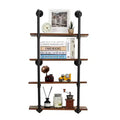 GustoWave 4 Tier Metal Floating Shelves, 30 Farmhouse Kitchen Bar Shelving, Black & Brown