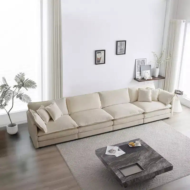 Divano modulare, divano a 4 posti in ciniglia confortevole, divano componibile in ciniglia verde