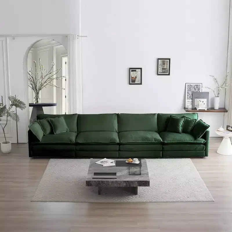 Free Combination Modular Sofa Free,4 Seater Sofa Comfy Chenille Fabric,Sectional Sofa Couch Green Chenille