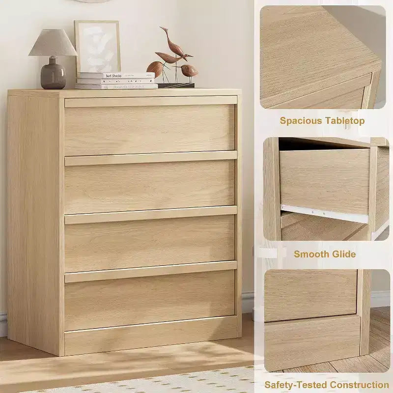 Comò a 4 cassetti per camera da letto, comodino a 4 cassetti con ampio spazio di archiviazione, piccolo comò moderno e organizzatore comodino per soggiorno, cameretta