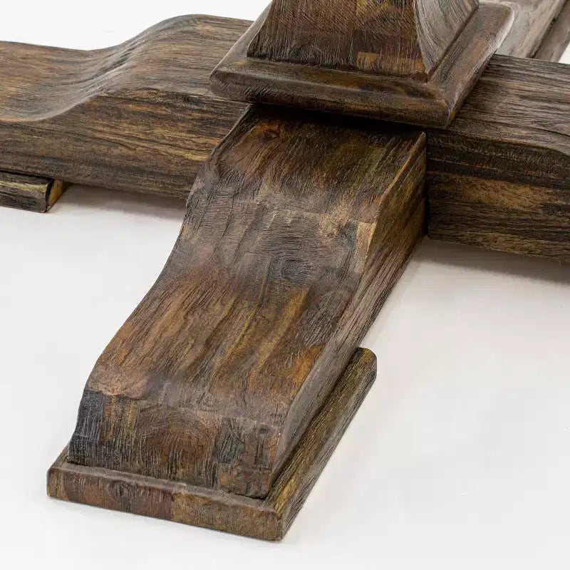 Tavolo da pranzo rotondo con piedistallo, tavolo rustico in legno di gomma