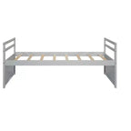 Letto Matrimoniale con Testiera, Letto Estraibile e Tre Cassetti Contenitori in Legno di Pino Grigio per la Camera da Letto