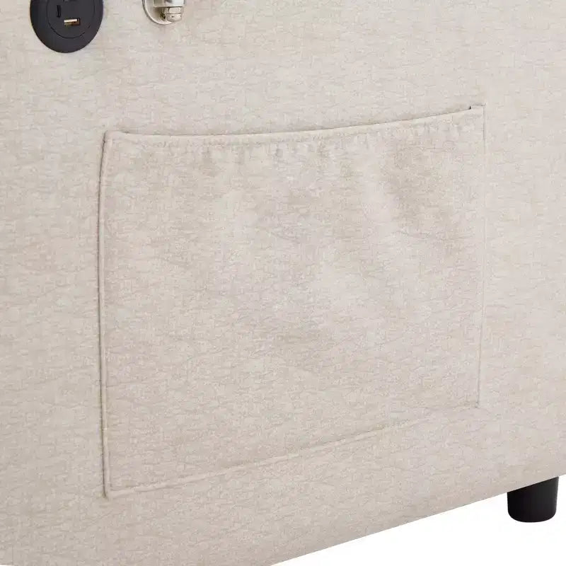 Divano Letto Estraibile con Schienale Regolabile, Chaise Longue Biposto con Porte USB e Portabicchieri