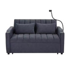 Divano Letto Estraibile con Schienale Regolabile, Chaise Longue Biposto con Porte USB e Portabicchieri