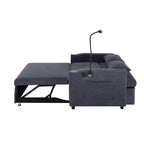 Divano Letto Estraibile con Schienale Regolabile, Chaise Longue Biposto con Porte USB e Portabicchieri